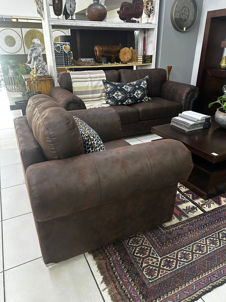 Dark Brown Suede Fabric Lounge Set