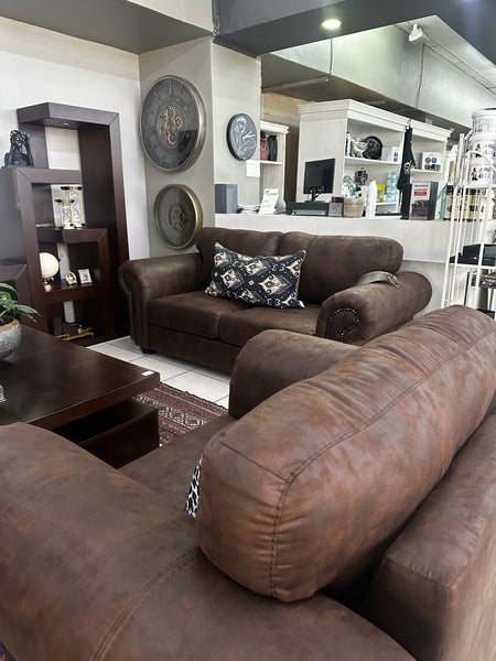 Dark Brown Suede Fabric Lounge Set