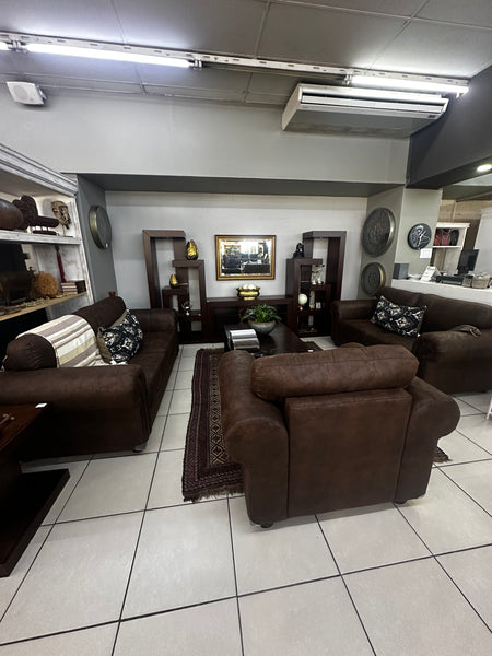 Dark Brown Suede Fabric Lounge Set