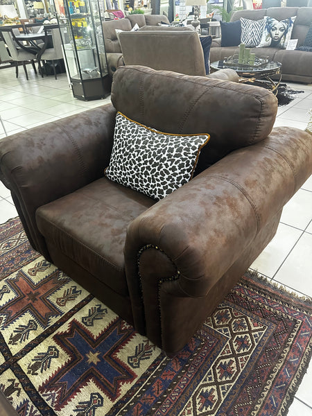 Dark Brown Suede Fabric Lounge Set