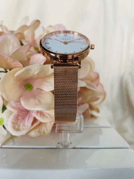 Obaku Women’s Syren Rose Rose Gold Bracelet White