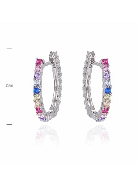 Multicolored Cubic Zirconia Hoop Earrings