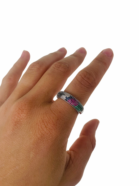 Multicolored Cubic Zirconia Ring