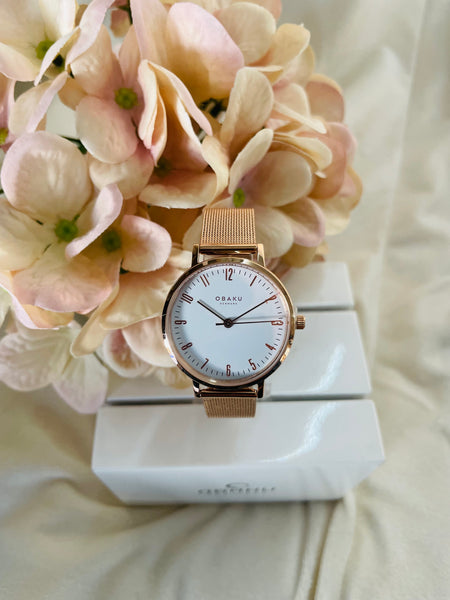 Obaku Women’s Syren Rose Rose Gold Bracelet White