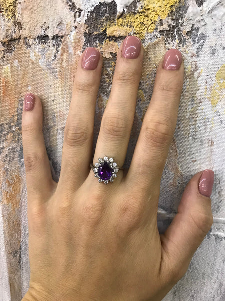 Amethyst and Cubic Zirconia (Size L)