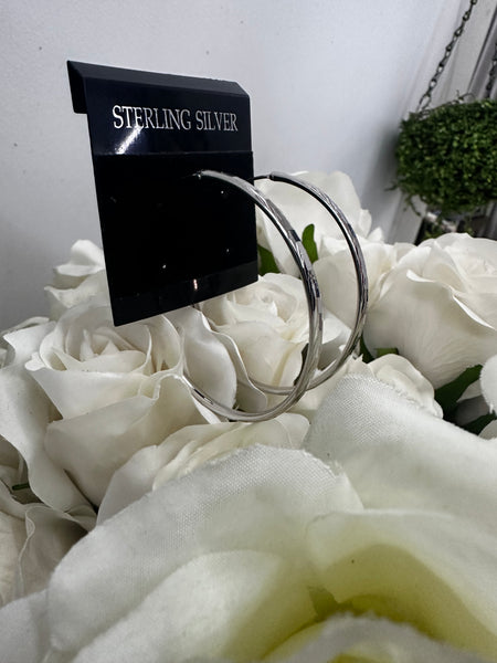 55mm Sterling Silver Hoop Earrings – Classic Large Hoops for Everyday & Evening Wear