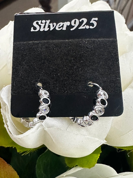 15mm Black Sterling Silver Hoop Earrings – Minimalist Everyday Jewellery for Women