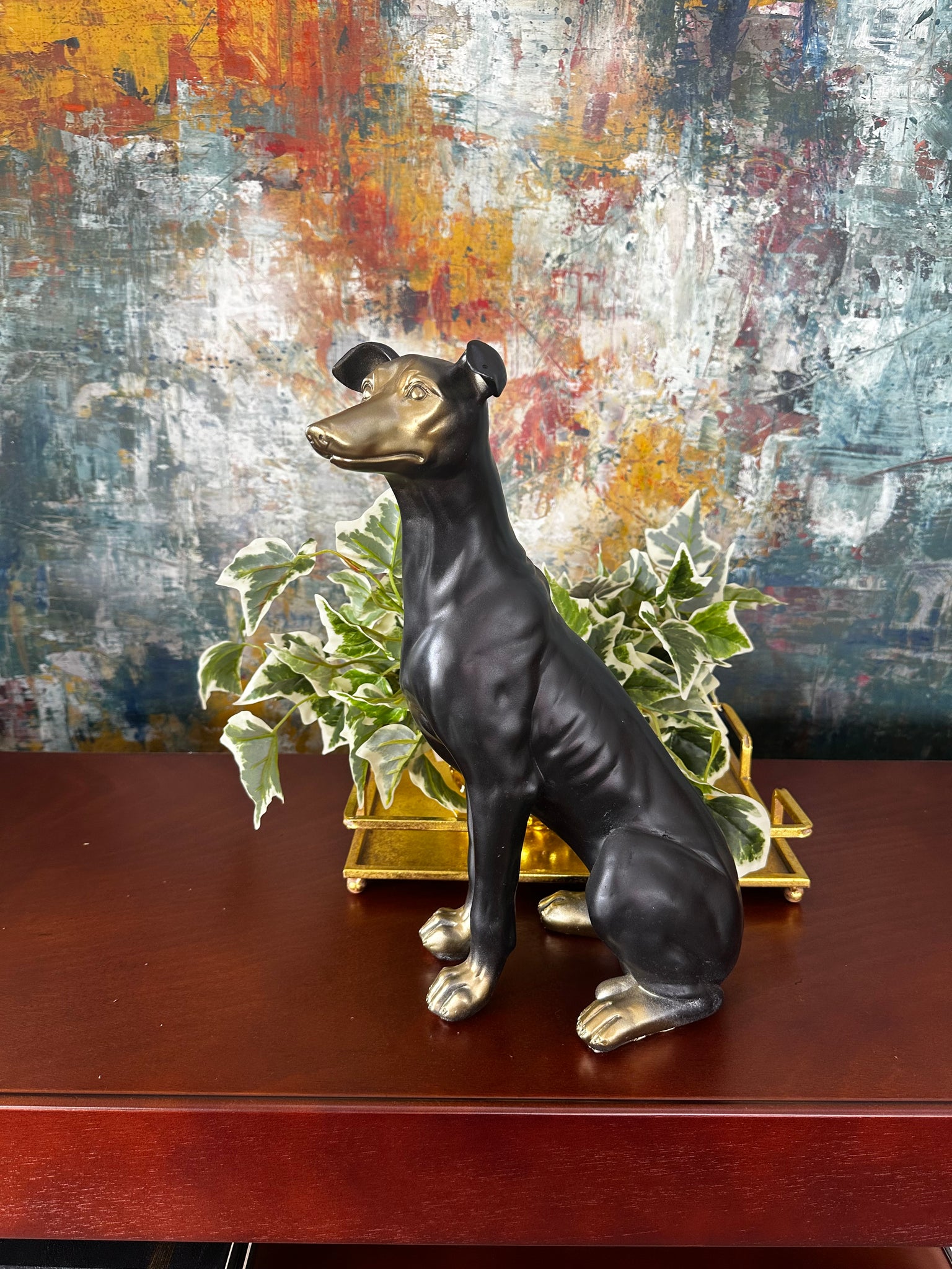 Back & Gold Dog Statue Large