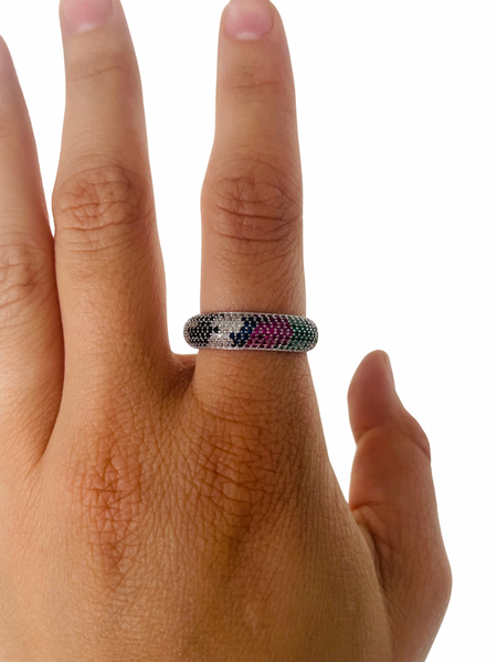 Multicolored Cubic Zirconia Ring