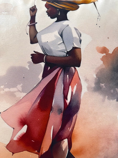 African Lady Bowl Head Scatter Cushion