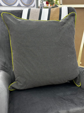 Grey and Green Piped Scatter Cushion