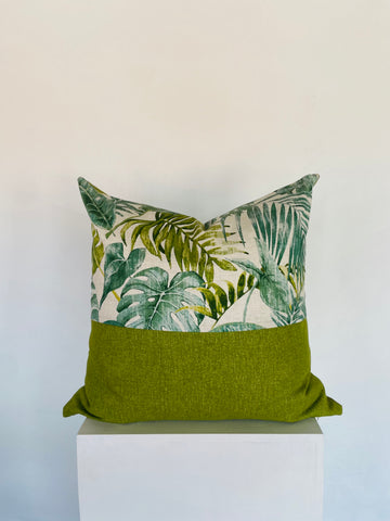 Modern Green Leaf Print Scatter Pillow