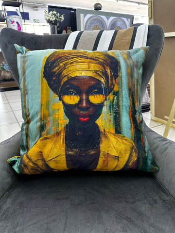 Golden African Lady Scatter Cushion