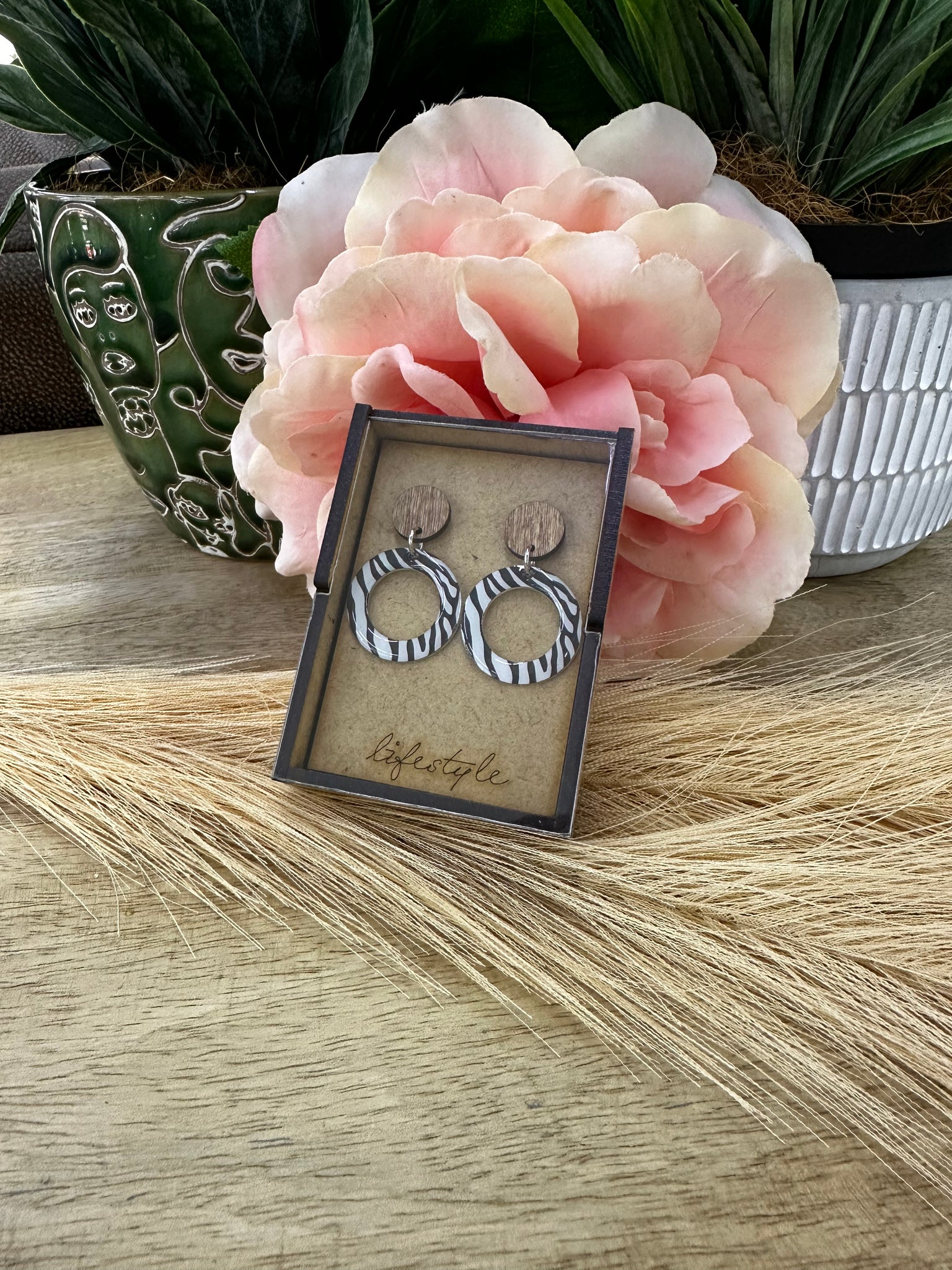 Round Zebra Earrings