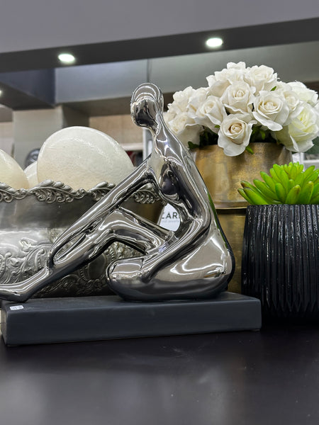 Silver Figurine Sitting Statue