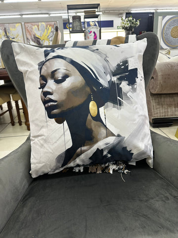 Left Side African Lady Scatter Cushion