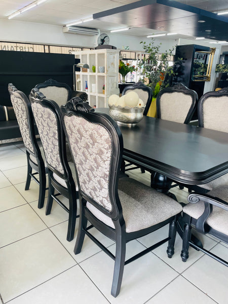 Royal Grey Wooden Eight Seater Dining Set