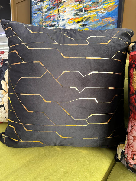 Abstract Gold & Black Scatter Cushion