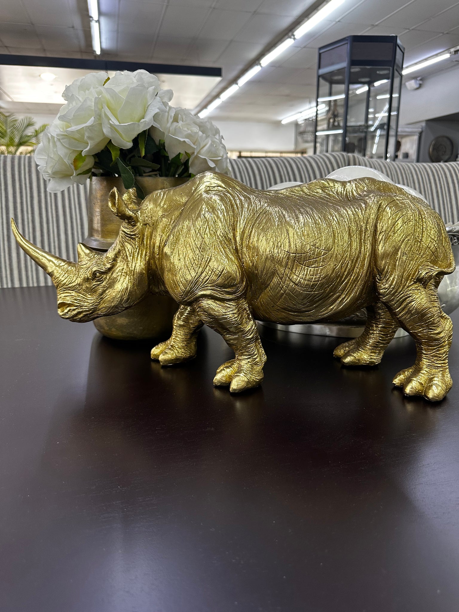 Gold Rhino Statue