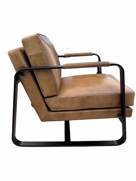 Genuine Leather Steel Arm Chair