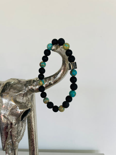 Armo Turquoise Black Lava and Onyx Stone Bracelet