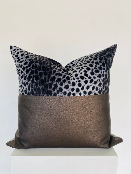 Two - Toned Black Leapord Print and Bronze Scatter Pillow
