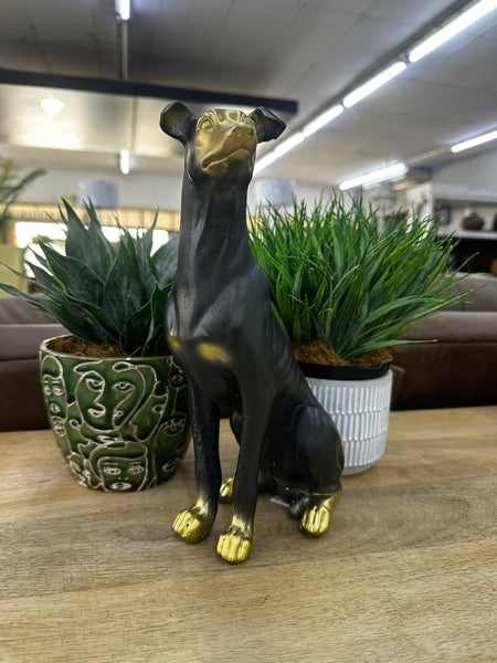 Black & Gold Dog Statue Small