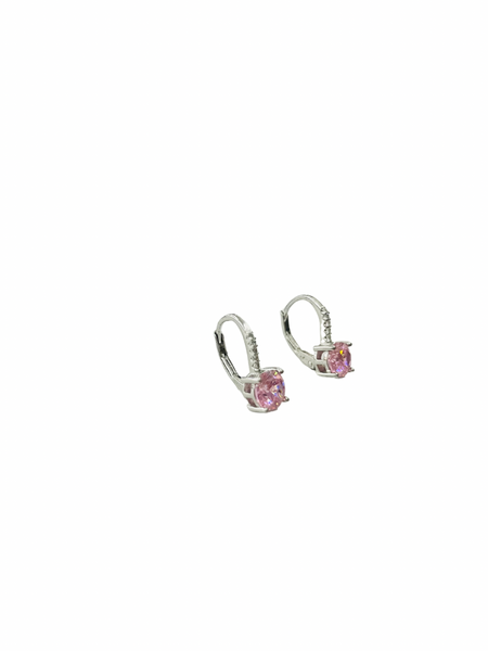 Pink Cubic Zirconia Drop Stud Earrings