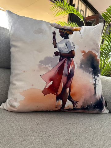 African Lady Bowl Head Scatter Cushion