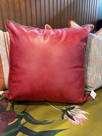 Red Leather Up Scatter Cushion