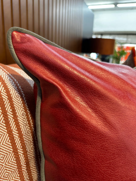Red Leather Up Scatter Cushion