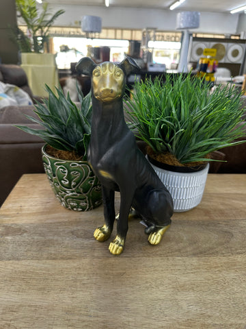 Black & Gold Dog Statue Small