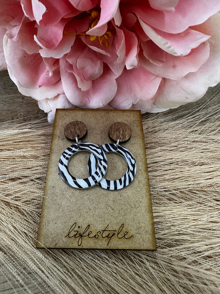Round Zebra Earrings