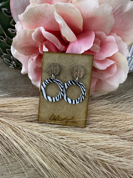 Round Zebra Earrings