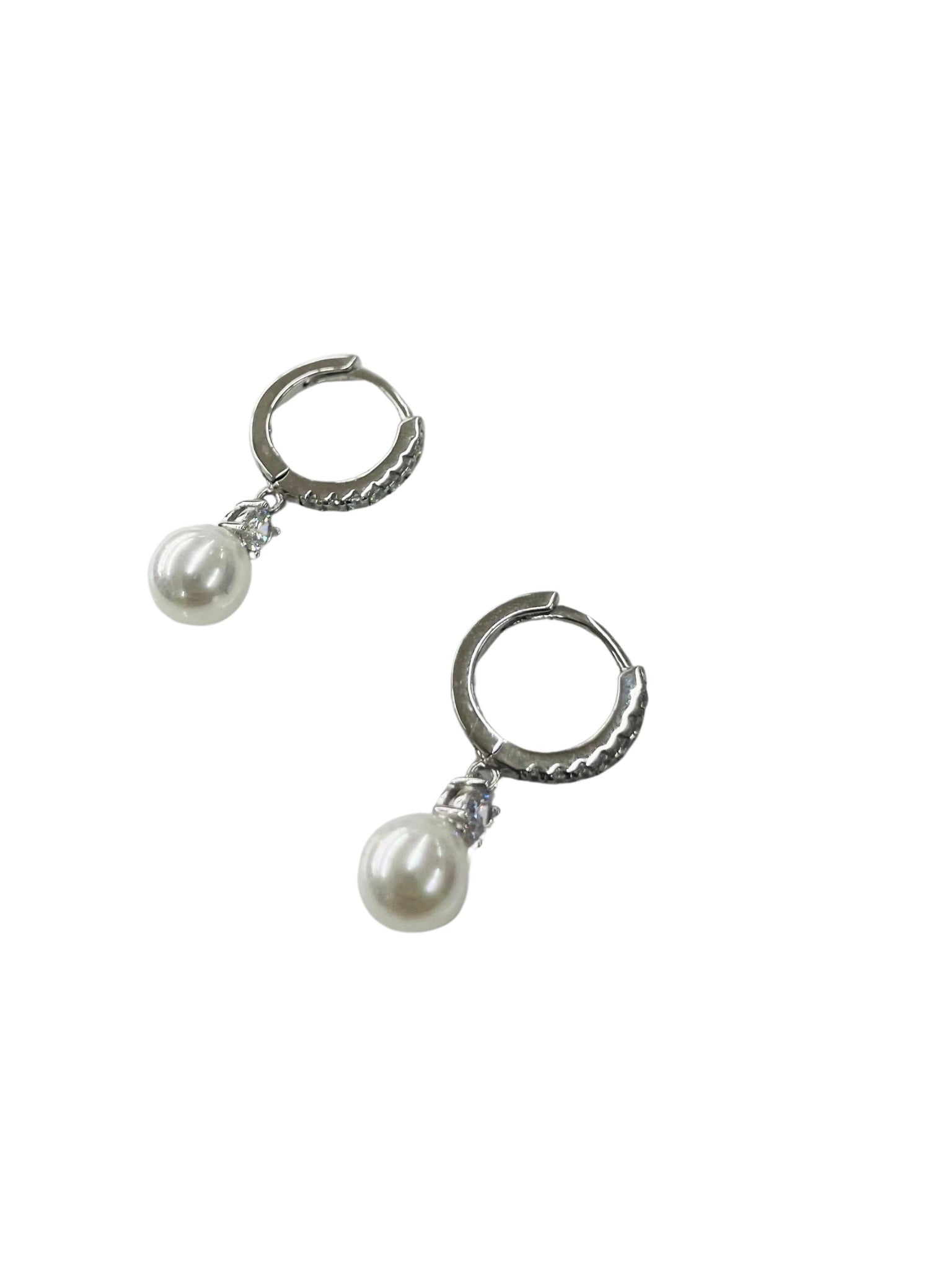 Pearl & Cubic Zirconia Drop Earrings