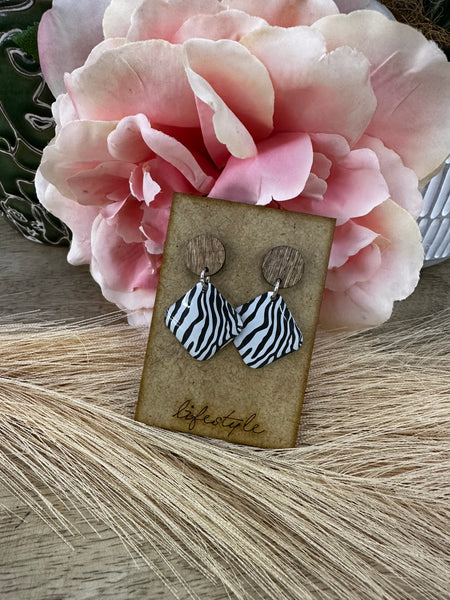 Diamond Shaped Zebra Earring
