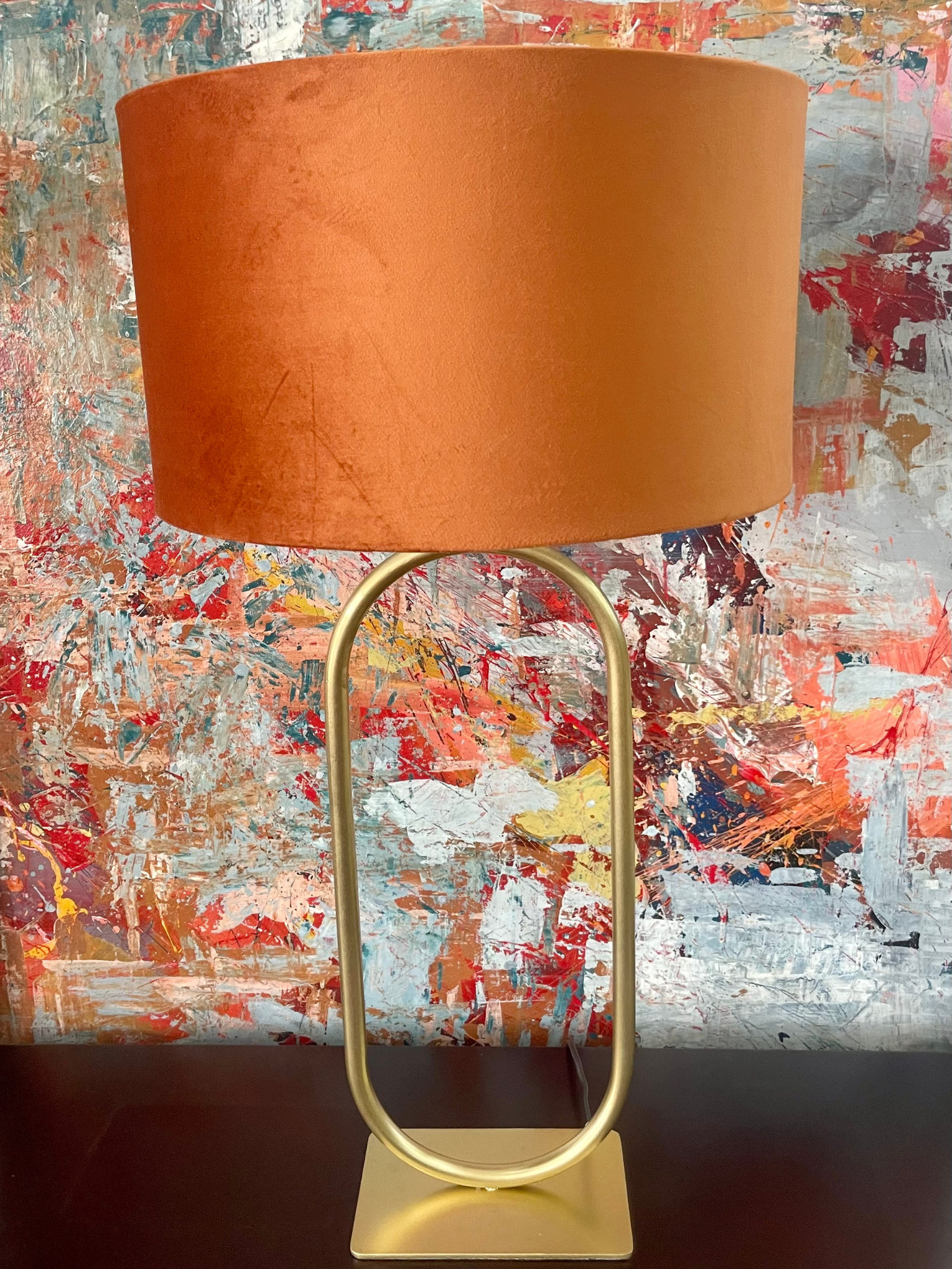 Golden Orange Velvet Lamp