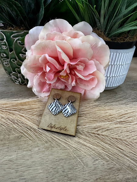 Diamond Shaped Zebra Earring