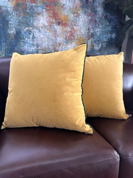 Velvet Mustard Forest Pipe Scatter Cushion