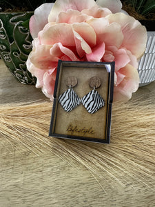 Diamond Shaped Zebra Earring