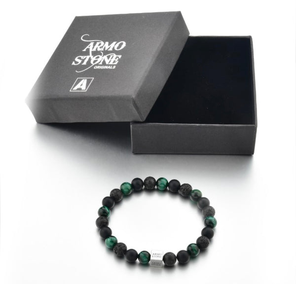 Armo Black Lava, Matt Onyx and Green Tiger Stones