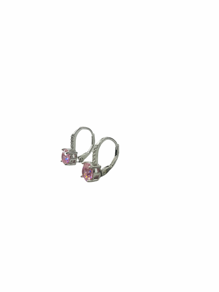 Pink Cubic Zirconia Drop Stud Earrings