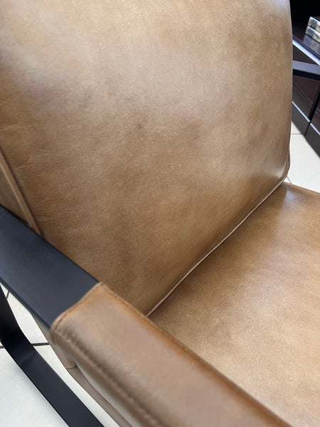 Genuine Leather Steel Arm Chair