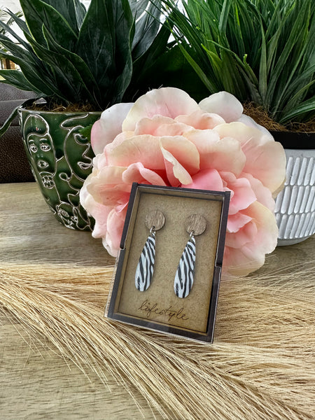 Teardrop Zebra Earrings