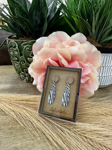 Teardrop Zebra Earrings