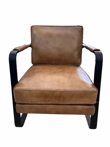 Genuine Leather Steel Arm Chair