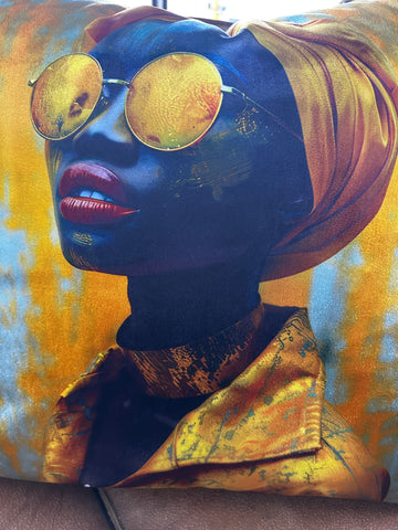 Retro Gold Glasses African Lady