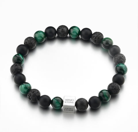 Armo Black Lava, Matt Onyx and Green Tiger Stones