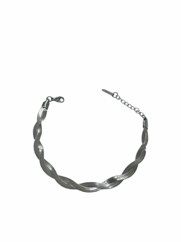 Silver Twisted Snake Skin Bracelet