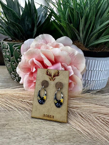 Yellow & Blue Flower Earrings
